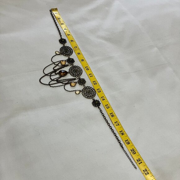 Victorian-styled Fashion Costume Necklace Goth Pinwheel Tear Drop Chain - Picture 5 of 10